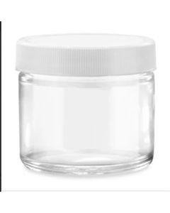 EMPTY CLEAR GLASS JAR WHITE LID LARGE