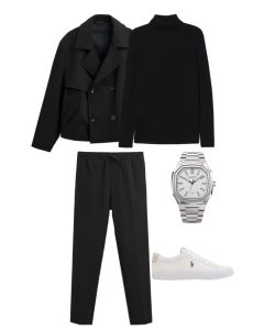 Men winter wear-Black-55 cm