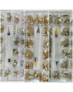 RHINESTONE SET OF 20 SHAPES ROSE GOLD ON SALE