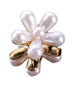 MINI FAUX HAIR CLIP WHITE PEARL